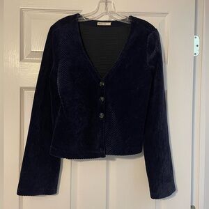 Marine Layer velvet v neck long sleeve top women’s size L